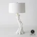 Faux Bois Lamp White w/White Shade