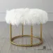 Stud Pouf Gold Leaf White Fur