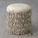 Fringe Ottoman Ivory Marble Leather