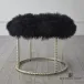 Stud Pouf Silver Leaf Black Fur