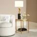 Circle/Square Side Table Gold w/White M