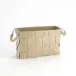Soft Woven Leather Basket Beige Small