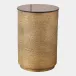 Tomiko Antique Brass Hemp Etched Barrel Table