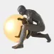 Boulder Man Bronze with Brass Sphere