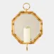 Gold Octagonal Bamboo Mirror with Candleholder