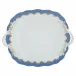 Fish Scale Blue Square Cake Plate With Handles 9.5 in Sq