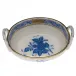 Chinese Bouquet Blue Small Basket With Handles 2.75 in L X 2.25 in W