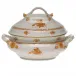 Chinese Bouquet Rust Tureen With Branch Handles 4 Qt 10 in H