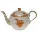 Chinese Bouquet Rust Tea Pot With Butterfly 12 Oz 4 in H