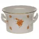 Chinese Bouquet Rust Cachepot With Handles 6.25 in H X 10.25 in D