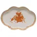 Chinese Bouquet Rust Small Scalloped Tray 5.5 in L