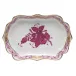 Chinese Bouquet Raspberry Mini Scalloped Tray 4.25 in L X 3 in W