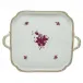 Chinese Bouquet Raspberry Square Tray With Handles 12.75 in L X 12.75 in W