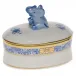 Oval Box With Elephant Blue 2.75 in L X 2 in H