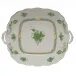 Chinese Bouquet Green Square Cake Plate With Handles 9.5 in Sq