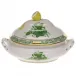 Chinese Bouquet Green Mini Tureen With Lemon 5 in L X 4 in H