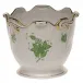Chinese Bouquet Green Ribbed Cachepot 6.25 in H X 7 in D