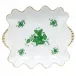 Chinese Bouquet Green Small Dish With Pearls 5.75 in L X 6.75 in W