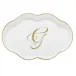 Scalloped Tray With Monogram Gold 5.5 in L