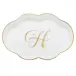 Scalloped Tray With Monogram Gold 5.5 in L