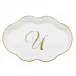 Scalloped Tray With Monogram Gold 5.5 in L