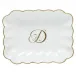 Oblong Dish With Monogram Gold 7.25 in L X 5.5 in W