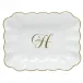 Oblong Dish With Monogram Gold 7.25 in L X 5.5 in W