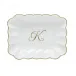 Oblong Dish With Monogram Gold 7.25 in L X 5.5 in W