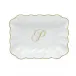 Oblong Dish With Monogram Gold 7.25 in L X 5.5 in W