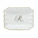 Oblong Dish With Monogram Gold 7.25 in L X 5.5 in W