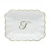 Oblong Dish With Monogram Gold 7.25 in L X 5.5 in W