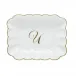 Oblong Dish With Monogram Gold 7.25 in L X 5.5 in W