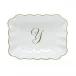 Oblong Dish With Monogram Gold 7.25 in L X 5.5 in W