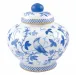 Blue Peony Ginger Jar Blue 8.5 in H X 9 in D