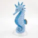 Seahorse On Scallop Shell Blue 2.75 in L X 2.5 in W X 5.75 in H