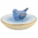 Bird in Bird Bath Sapphire 1.75in H X 3.25in D