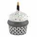 Cupcake With Candle Black 2.25 in H X 1.5 in D