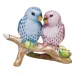 Love Birds On Branch Blue/Raspberry 4 in H