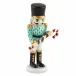 Small Nutcracker W/Candy Cane Green 2.25 in L X 1.25 in W X 4.25 in H