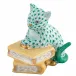 Cat On Books Green