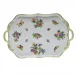 Queen Victoria Multicolor Rectangular Tray With Branch Handles 18 in L