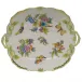 Queen Victoria Multicolor Square Cake Plate With Handles 9.5 in Sq