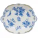 Fortuna Blue Square Cake Plate With Handles 9.5 in Sq