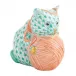 Rust Yarn Green Playful Kitten 2 in L X 1.5 in W X 2.25 in H