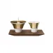 Polite Gold Milk & Sugar Set On Tray L10" W4.5" High 5.1"