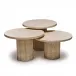 Amerigo Set of Three Bunching Tables, Travertine