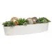 24" Long White Planter With Succulents And Agate Slices