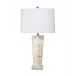 Spectacle Table Lamp In Horn Lacquer W/ Gold Leaf Accents W/ A Tapered Oval Shade In White Linen