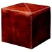 Tobacco Leather Ottoman, Small