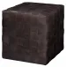 Woven Leather Ottoman, Dark Grey